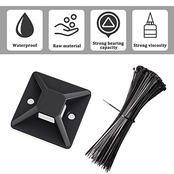 ケーブルタイ マウントベース ナイロン結束バンド セット ナイロンケーブルストラップ 強力粘着テープ付き 配線 固定具 ケーブル コード 収納 整理 耐熱 耐候性 120個セット ブラック By Viaky