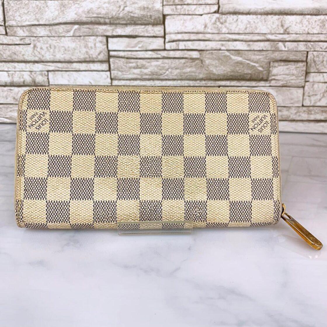 LOUIS VUITTON◇ジッピー・ウォレット_ダミエ・アズール_WHT/PVC/WHT 