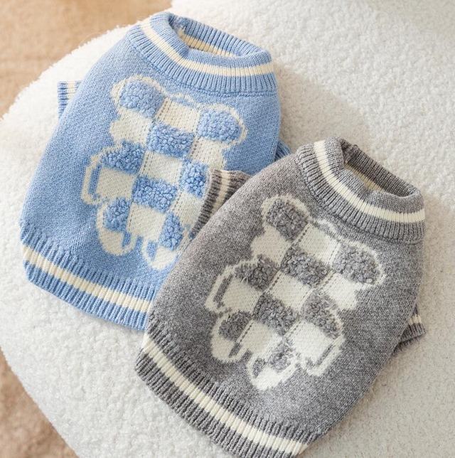 《予約》1102518 チェックくまさんセーター