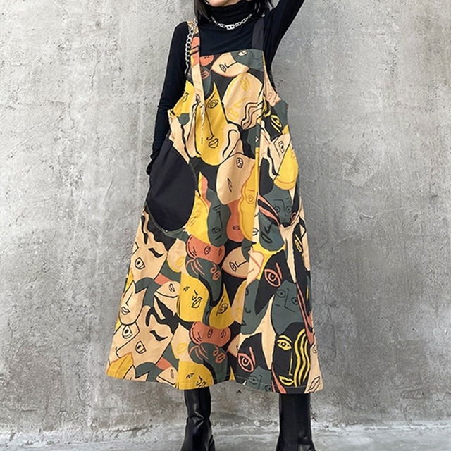 【TR1344】Flare Face All-in-one Dress