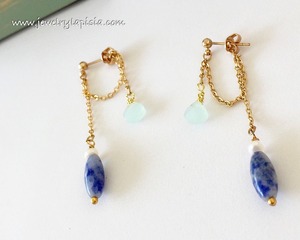 k16gp ソーダライト アクアクオーツ 天然石 パワーストーンピアス