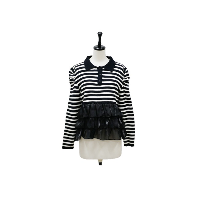 Tiered frill polo knit
