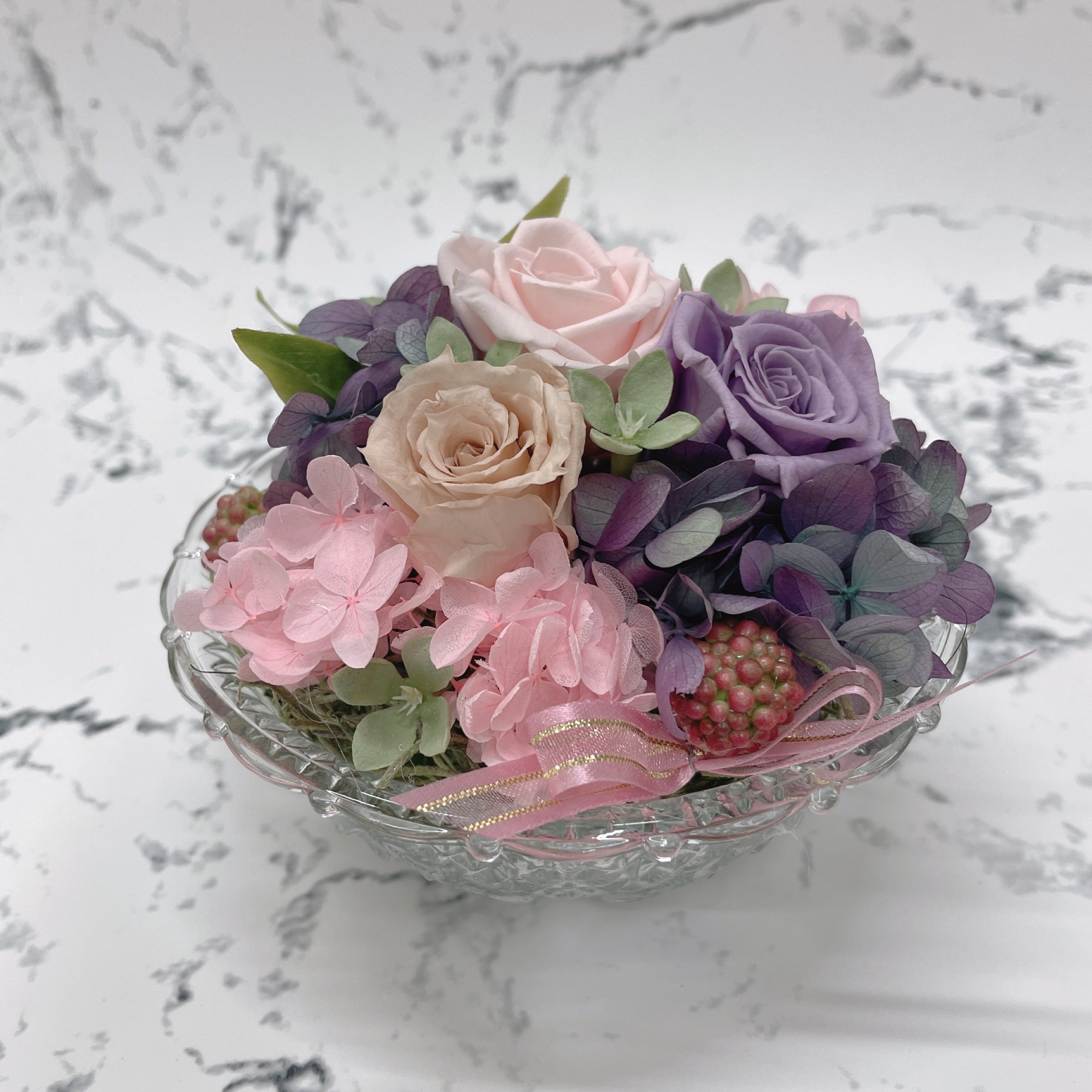 木製BOXアレンジ】プリザーブドフラワー/パープルピンク系 | さくらかん