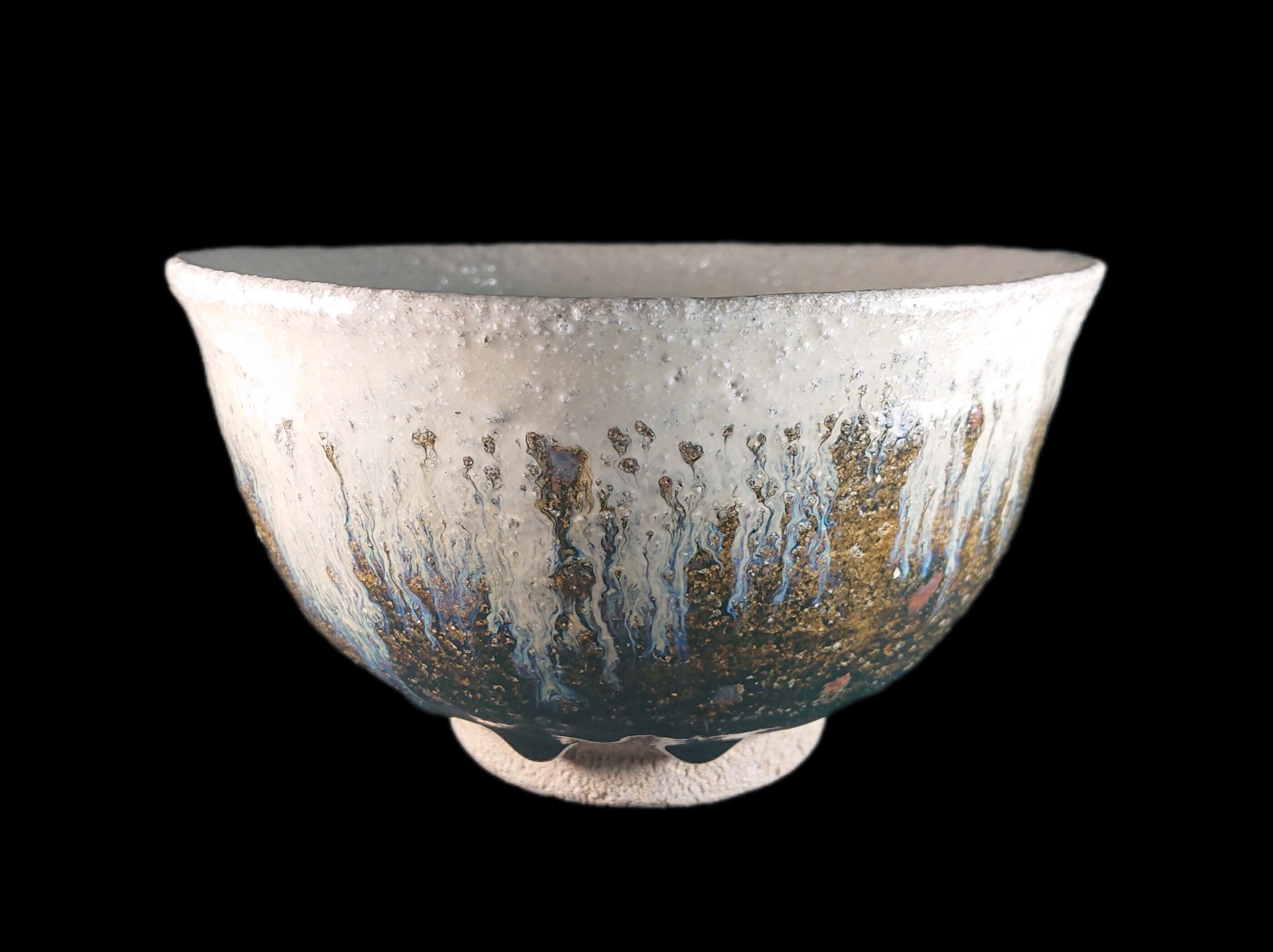 ◼️唐津焼 丸田宗彦 朝鮮唐津茶碗 共箱、共布、栞あり ざっくりと粗い