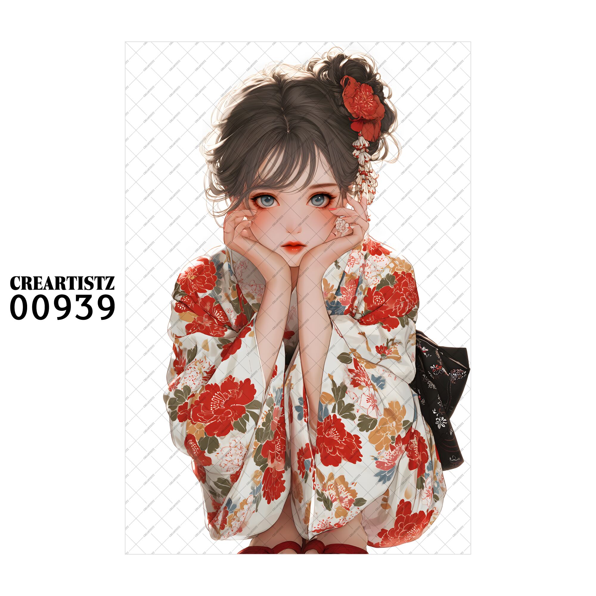 00939 ガール キュート オリジナル ペーパー/ステッカー 4枚セット CREARTISTZ