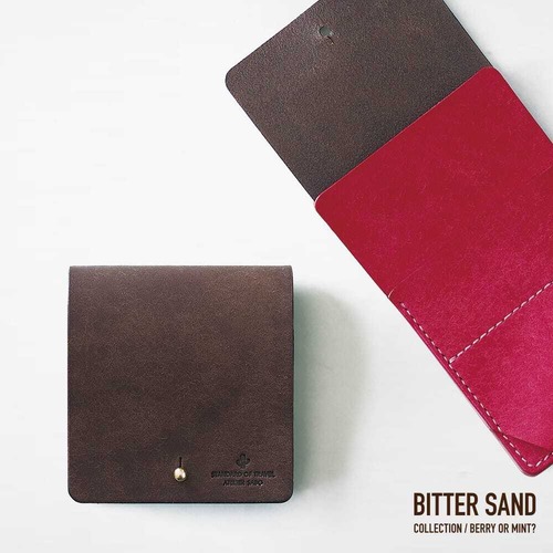 【BITTER SAND】そこそこ薄い 二つ折り財布【ビターブラウン×ビビッドピンク】（在庫あり）