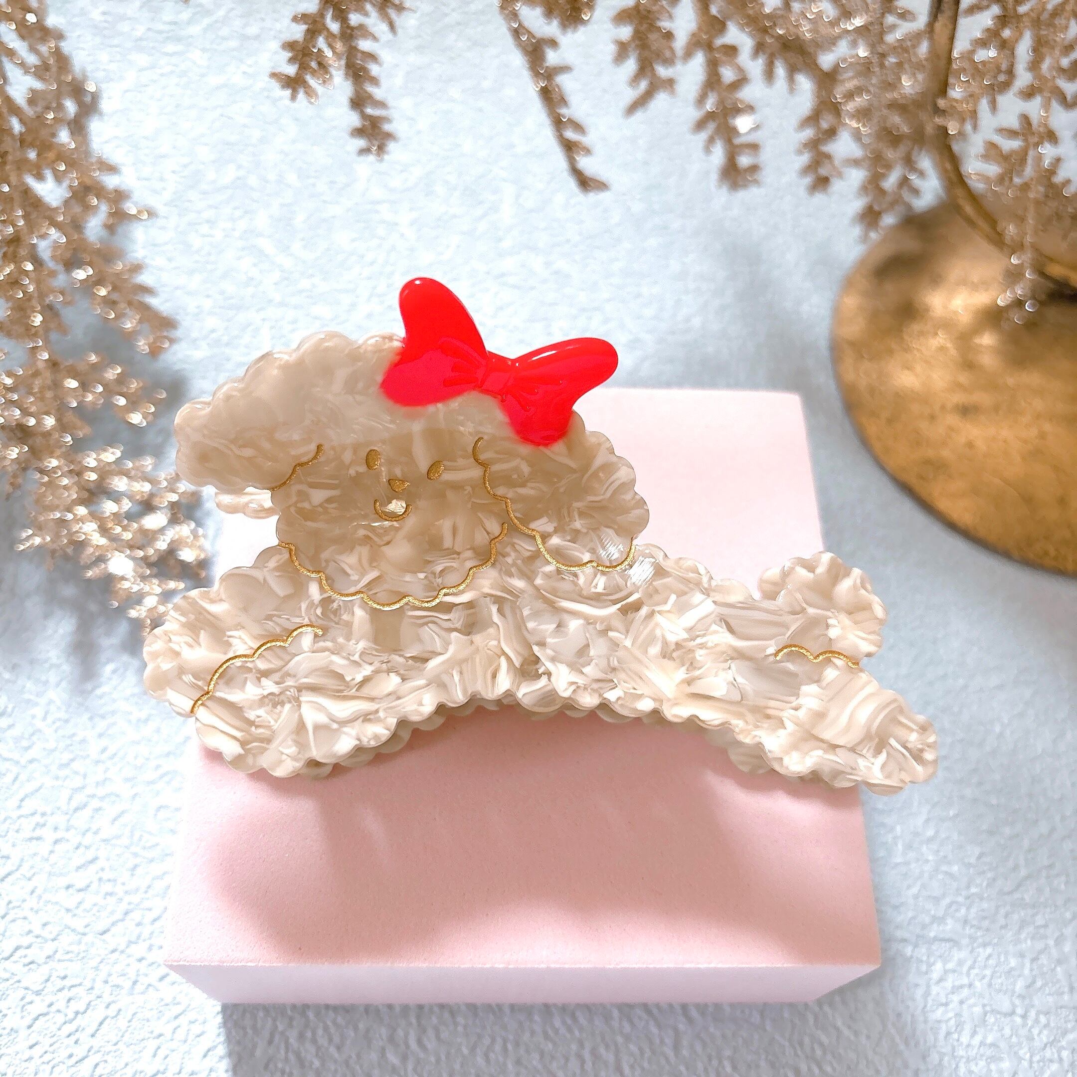 おめかしプードル ヘアクリップ | 動物や生き物のヘアアクセサリー屋