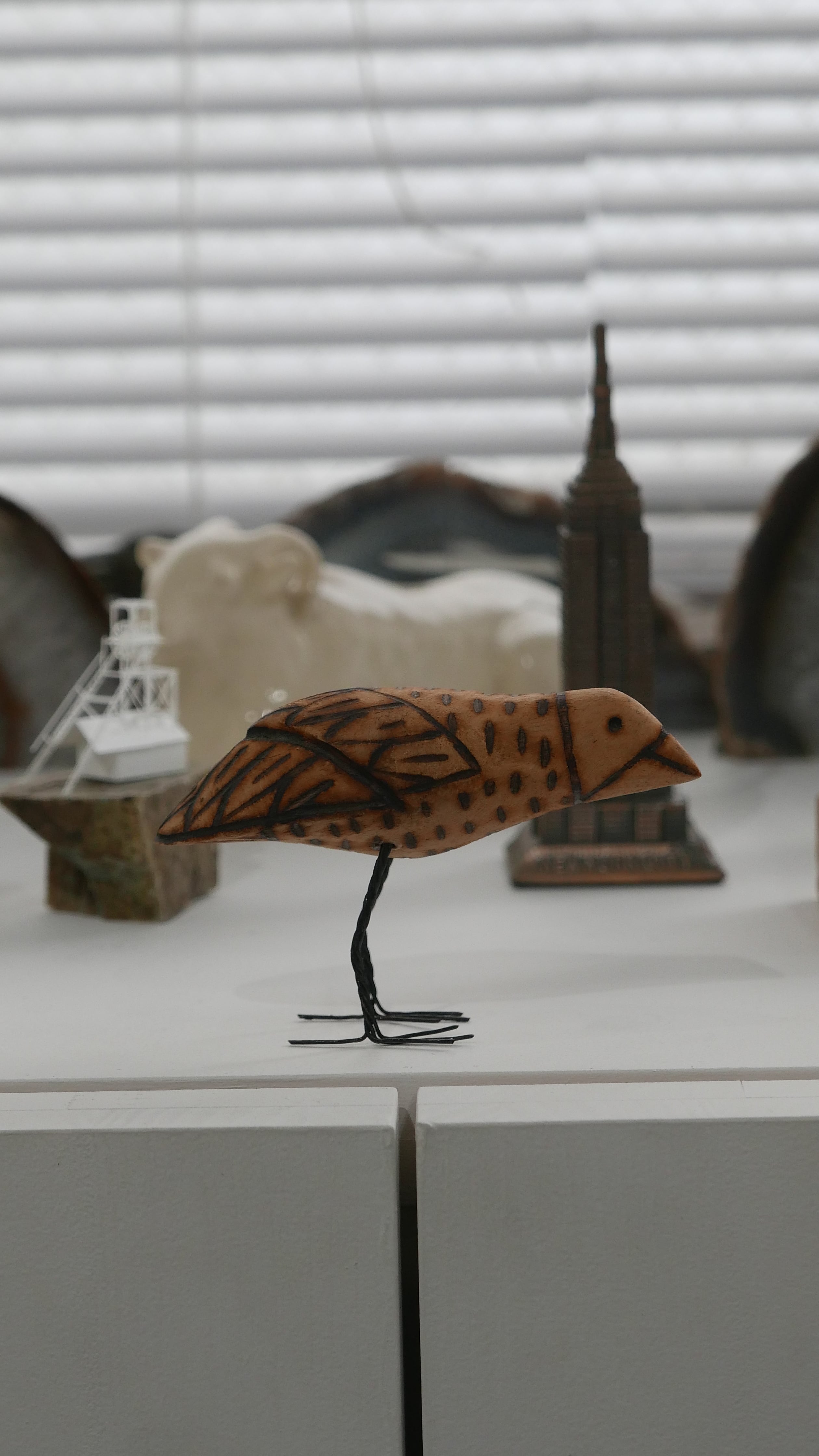 carved wooden bird , made in india