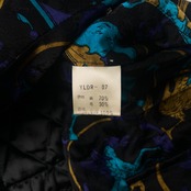 FICCE UOMO YOSHIYUKI KONISHI フィッチェ 裏キルティング ファー付き シルク 総柄コート ブラック ブルー