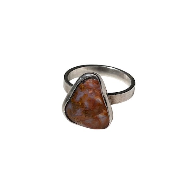 vintage UK silver triangle crazy lace agate ring