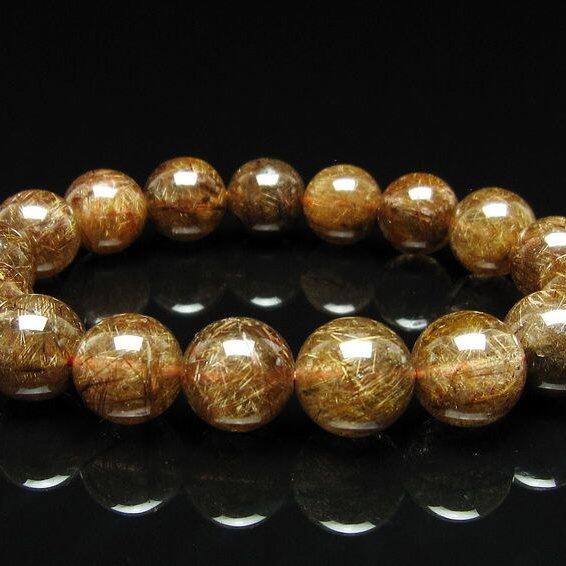ルチルクォーツ ブレスレット 12mm ブロンズルチル ブレス 一点物 111-50813