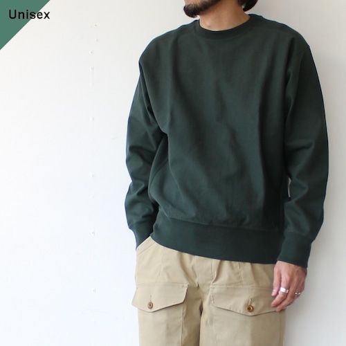 Siora  度詰めヘビーウェイトクルー Fleece machine reverse crewneck　（Pine Green）