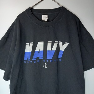 ギルダン　半袖　プリントTシャツ　NAVY　オーバーサイズ　ブラック　XL