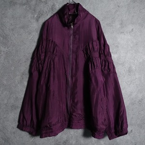 Purple pleated silk blouson