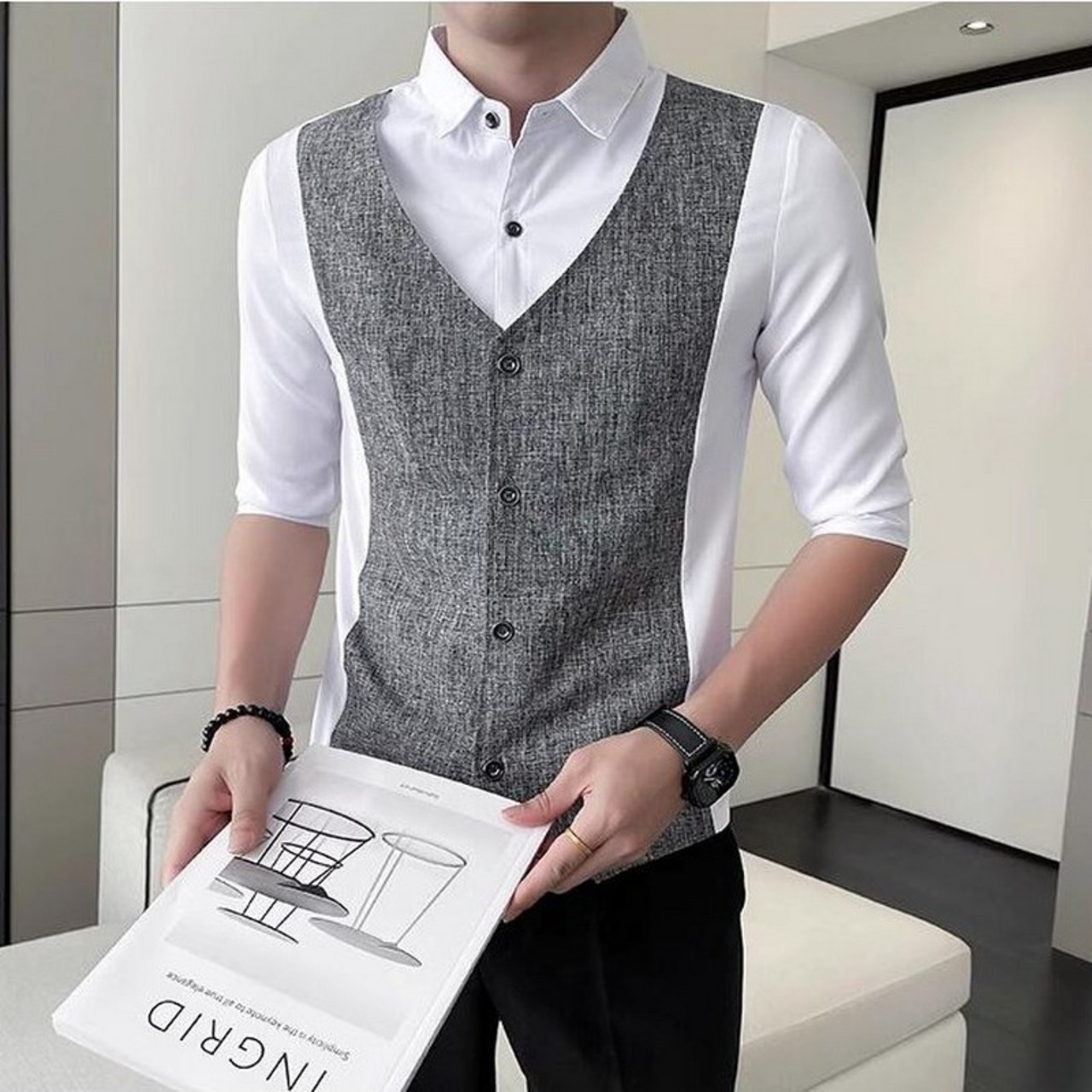 slim fit quarter sleeve shirt 00265