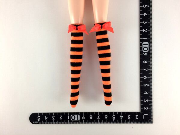 ドールアクセサリ 1/6 女性用 靴下 ストッキング 橙黒縞 BS210 - 画像1