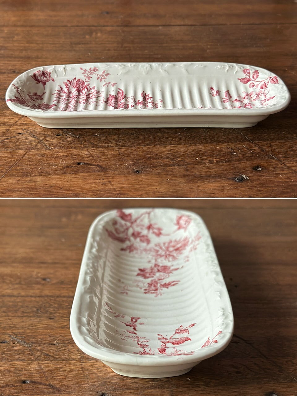 草花模様のソープディッシュ 石鹸トレイ | Brocante de La Cocotte