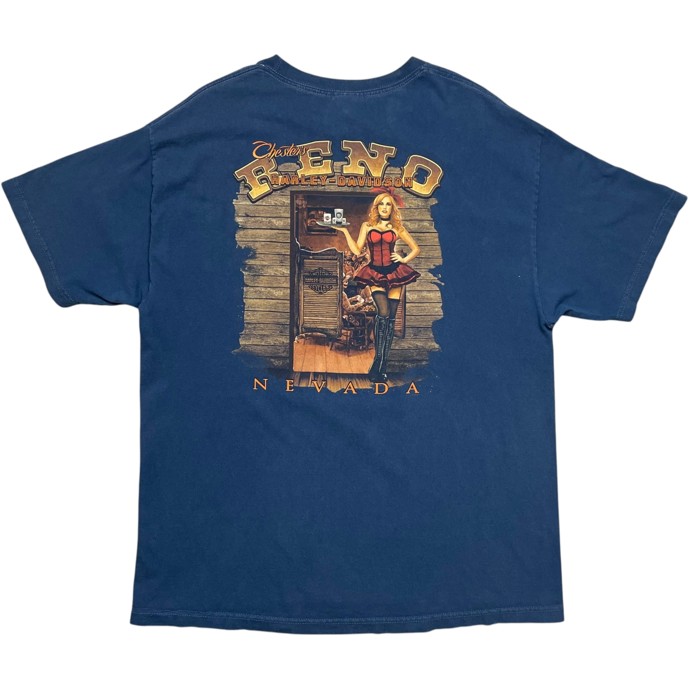 《XL》Harley-Davidson ハーレーダビッドソン Tシャツ 両面プリント フェード ブルー no.10555