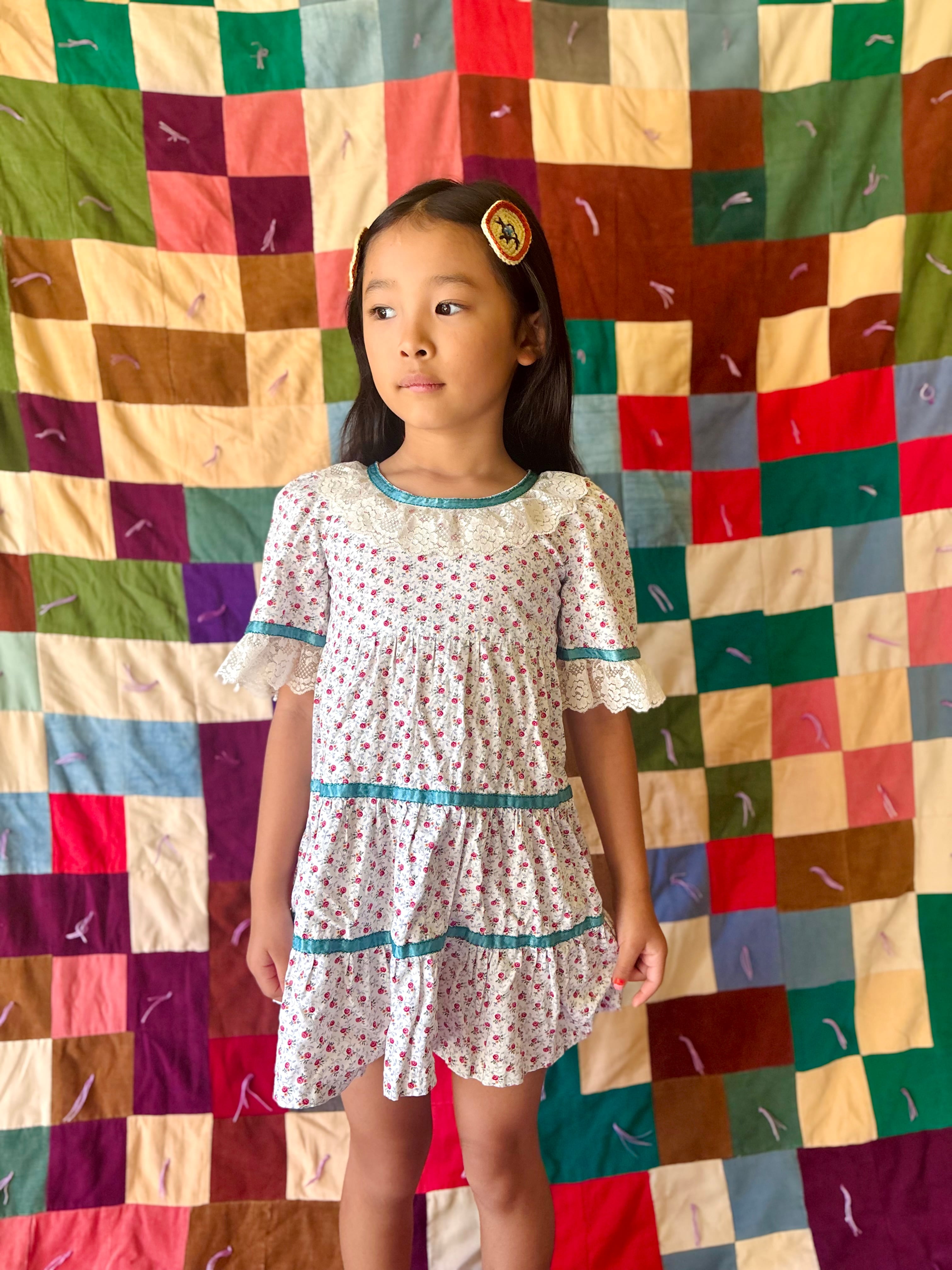 【KIDS vintage】vintage rose dress. 5-7y