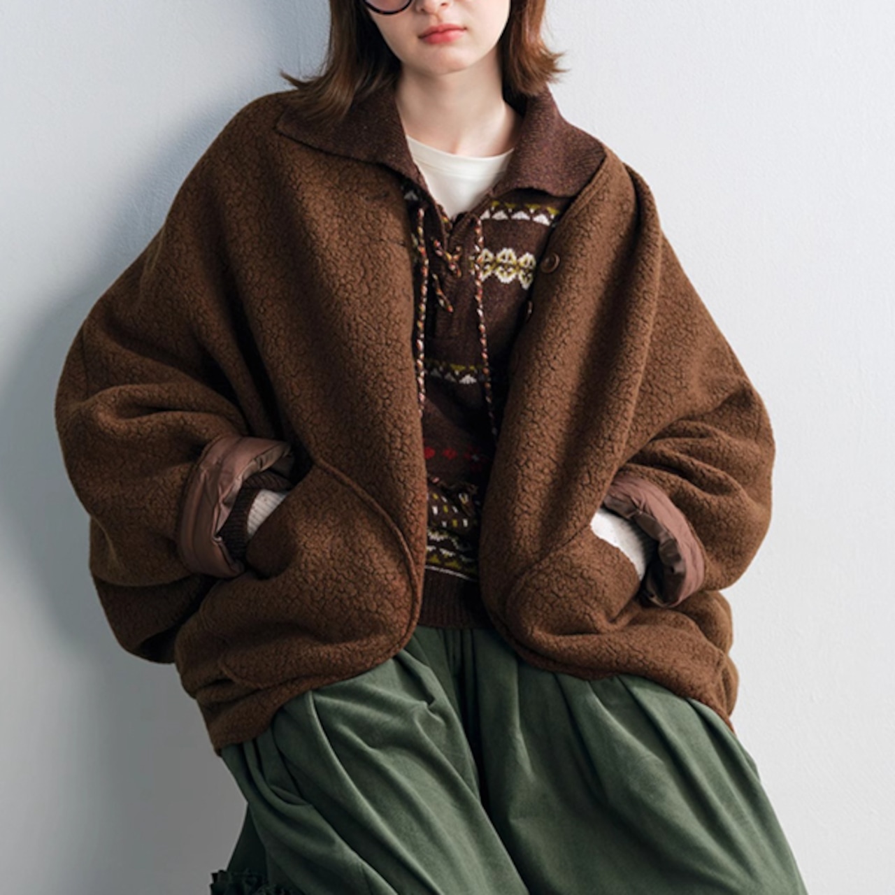 【2color】風を抱くバットスリーブのケープコート 《P0287》