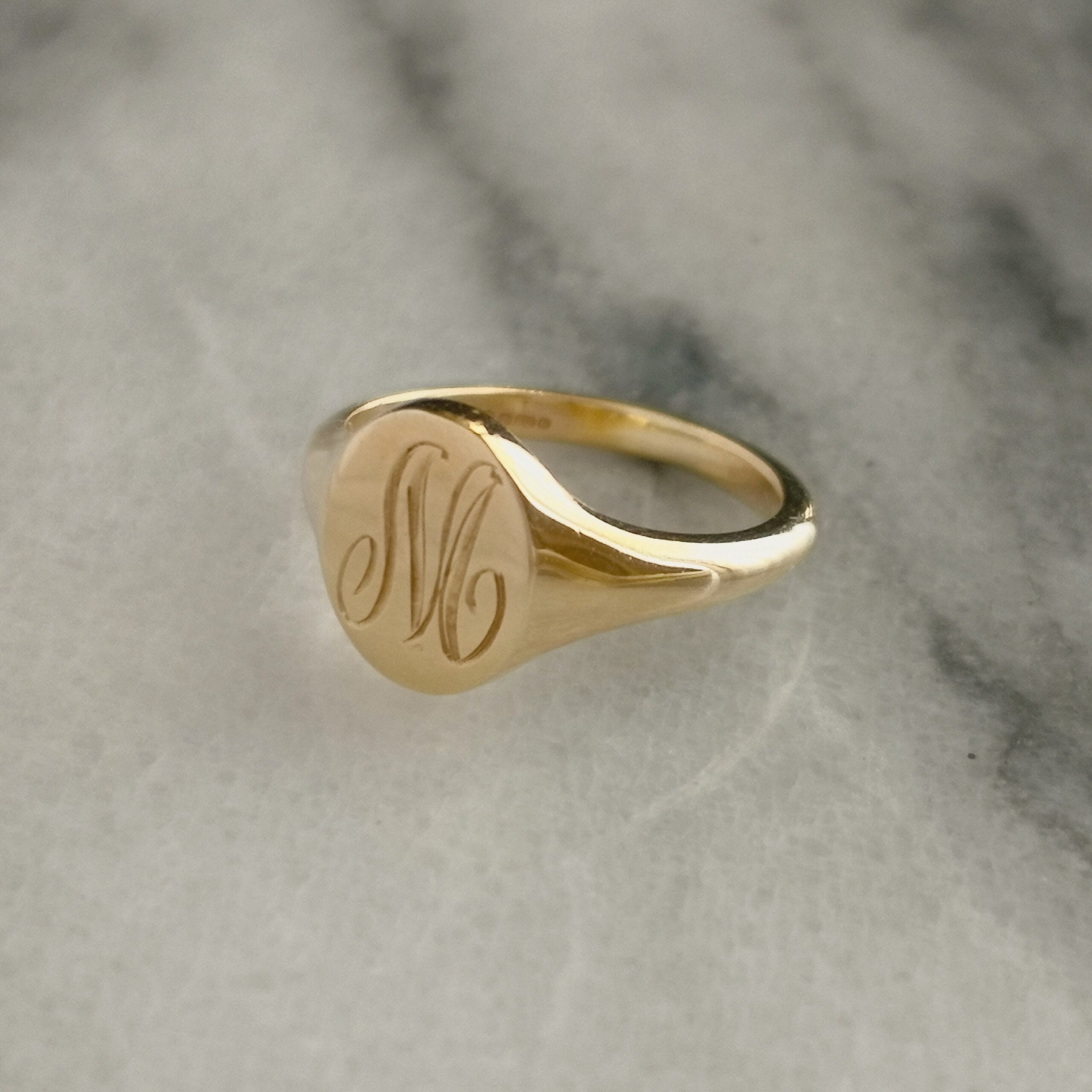 受注販売】【1~18号】英国 18k ゴールド シグネットリング オーバル 