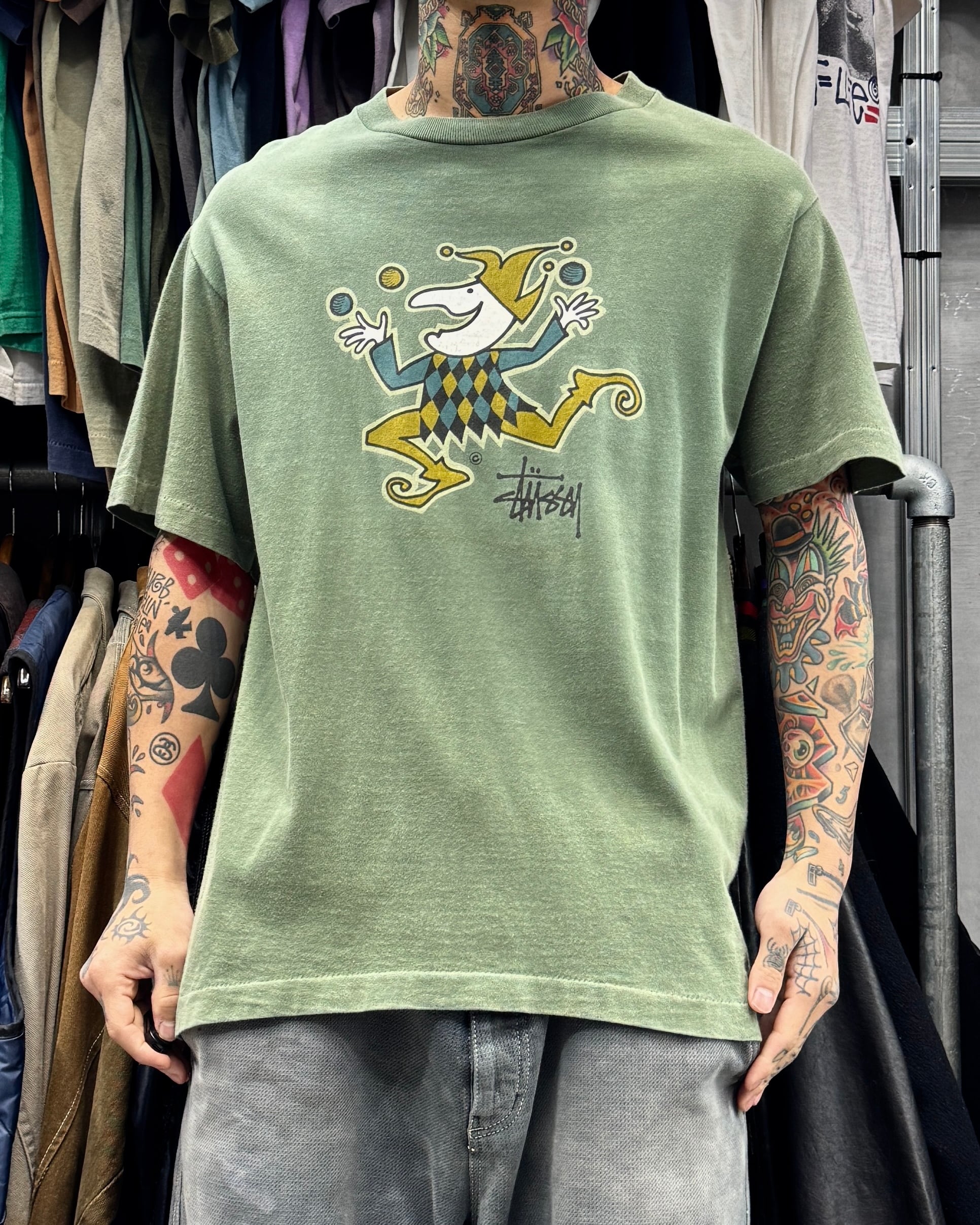 90's old stussy Juggler Joker Design Tee “黒タグ” “ジャグラー