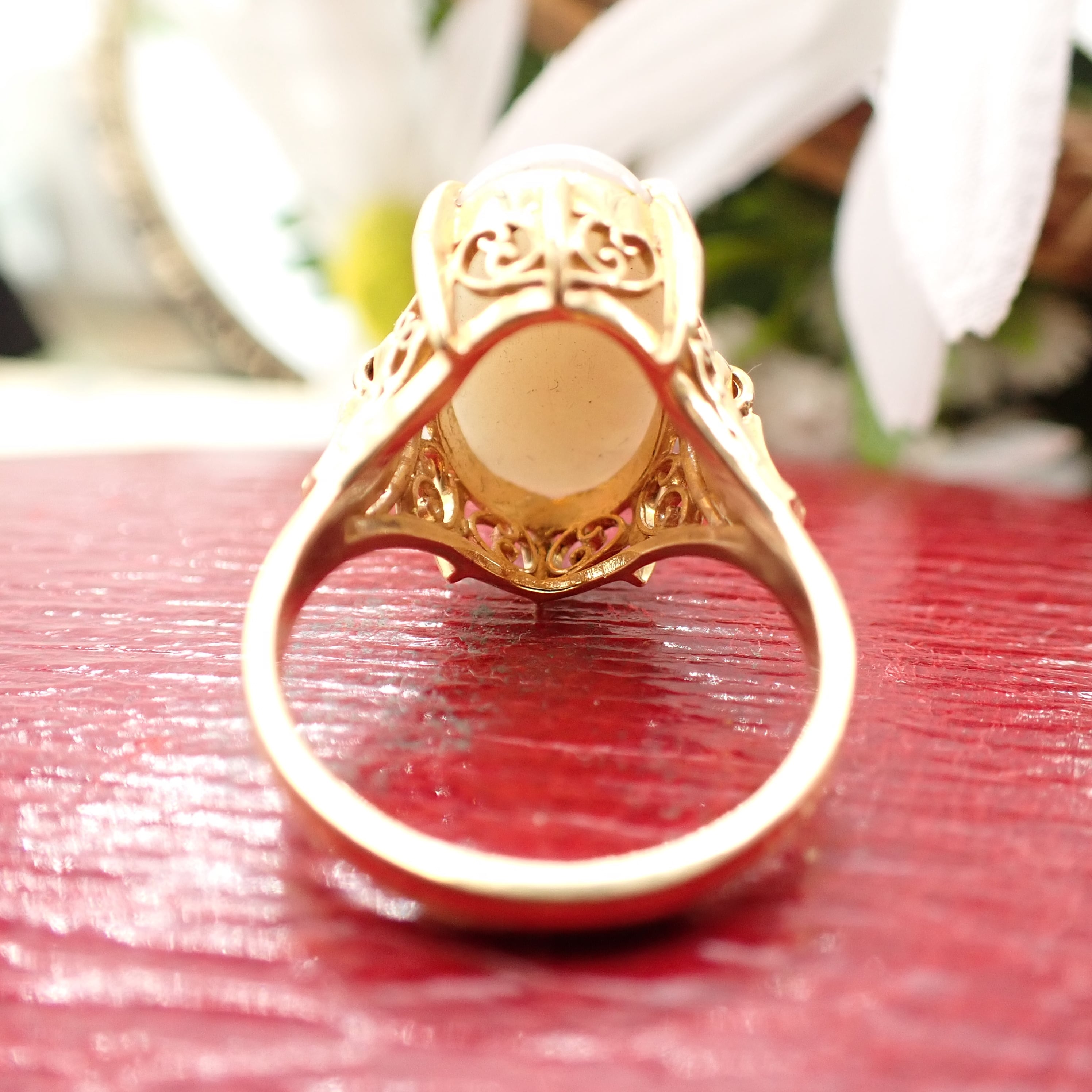 ★【透明感と美しい遊色】K18 オパール 12号 昭和レトロ 指輪 ゴールド 金 希少】K18 オパール リング アンティーク 昭和 レトロ モダン