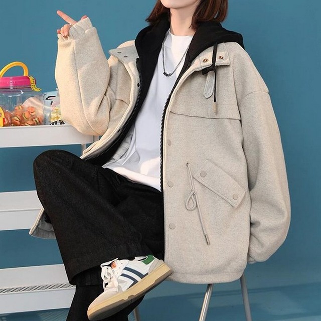 パーカー重ね着風ハーフ丈ジャケット　　K16700