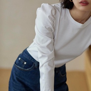 クルーネックパフスリーブカットソー R00909