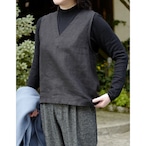 《別注》fog linen work|厚地リネンVネックベスト・ジレ(col.ブラック)