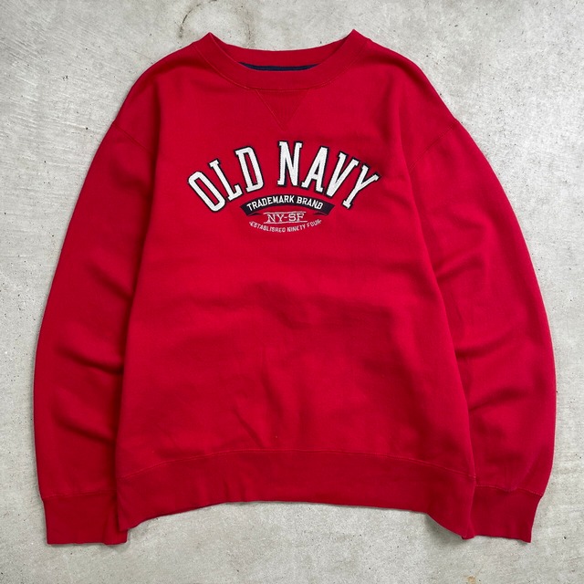 00年代 OLD NAVY オールドネイビー スウェットシャツ ロゴ刺繍 メンズL 