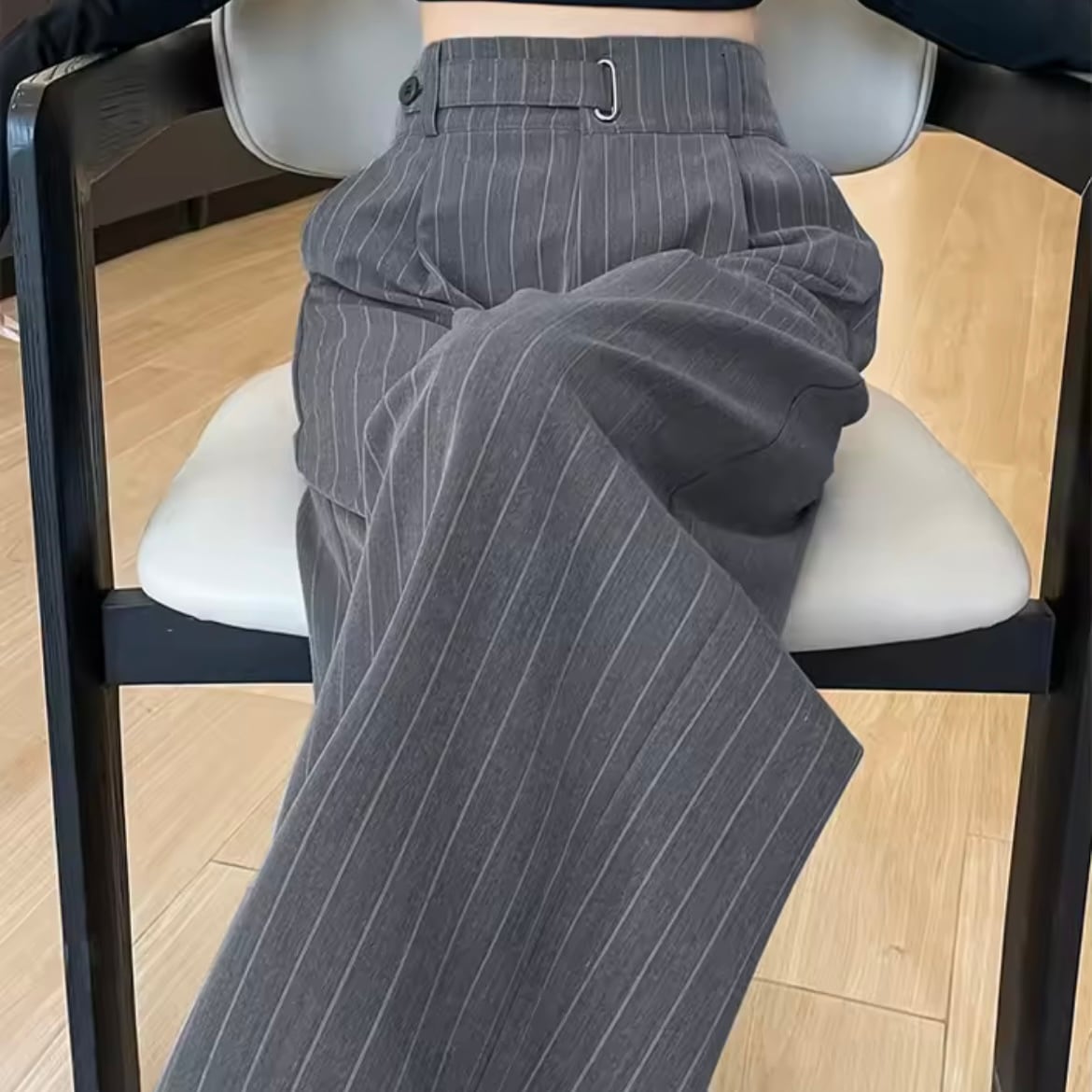 stripe classic wide pants