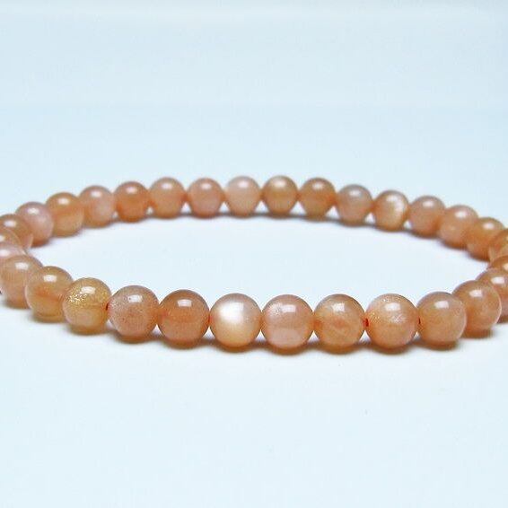 オレンジムーンストーン ブレスレット 6mm 一点物 メール便可 [M便 1/10] 111-48583