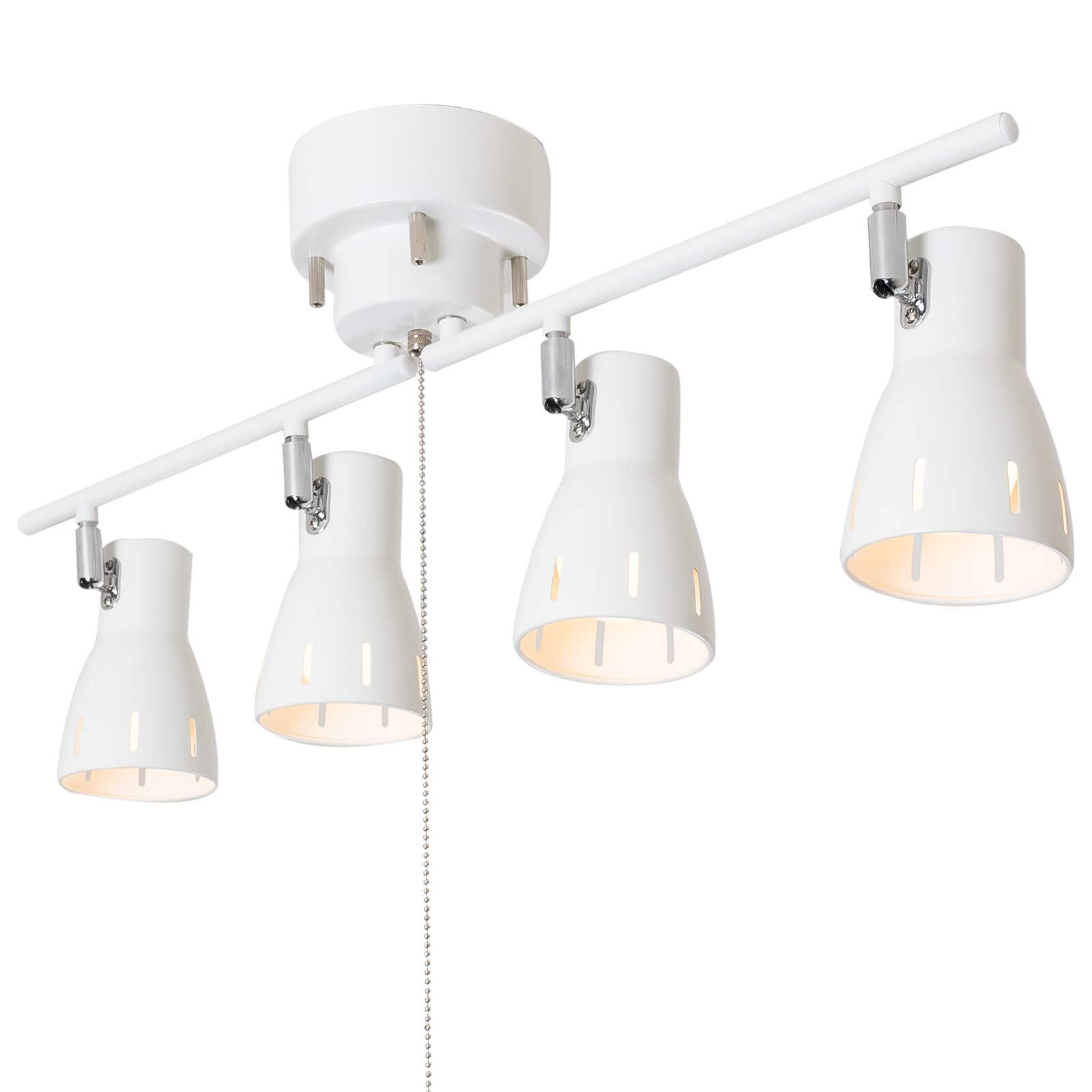 【特価処分】Jiya シーリングライト 4灯 E26口金 LED電球対応 シーリングスポットライト インダストリアル 天井照明 北欧 おしゃれ カフェ風 取付簡単 角度調節 プルスイッチ リビング 寝室 居間 ダイニング照明 電球別売 ホワイト