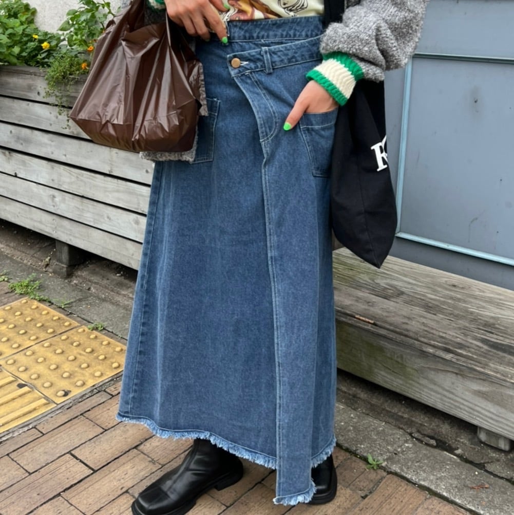 ロングデニムラップスカート_LN01498