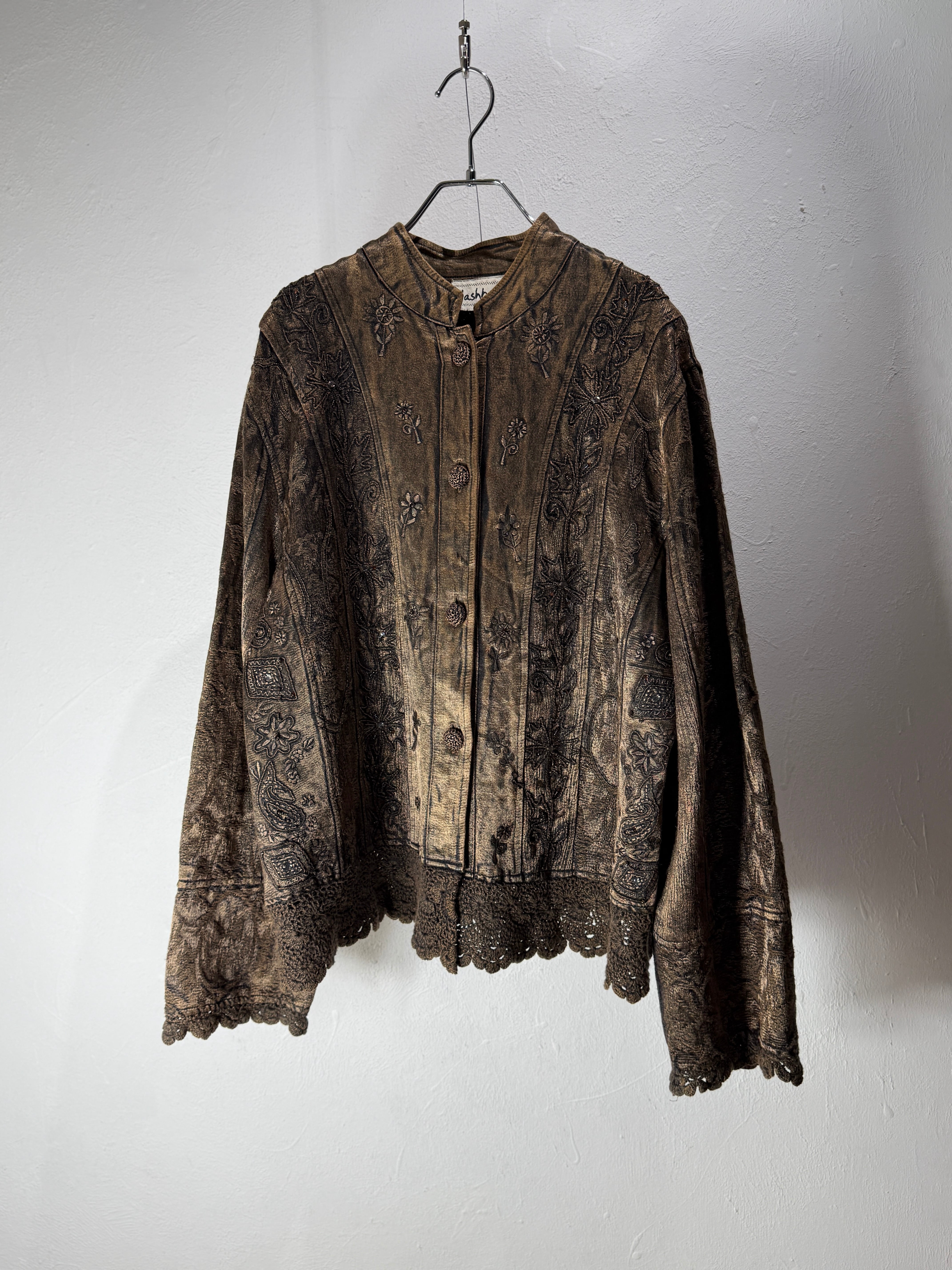 bronze embroidery & crochet design jacket