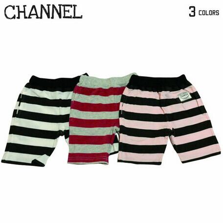 ボーダーハーフパンツ ピンク ブラック 90cm Popyshop