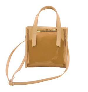 [JERI MARL] 透明 クリア トートバッグ がま口 ショルダー (ベージュ) 夏バッグ 3way 工房 手作り 日本製 エコパッケージ MX-0022-191