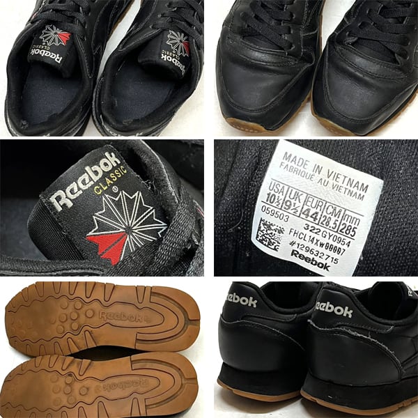 1点物◇リーボックREEBOKレザースニーカー黒シューズ古着メンズ28.5