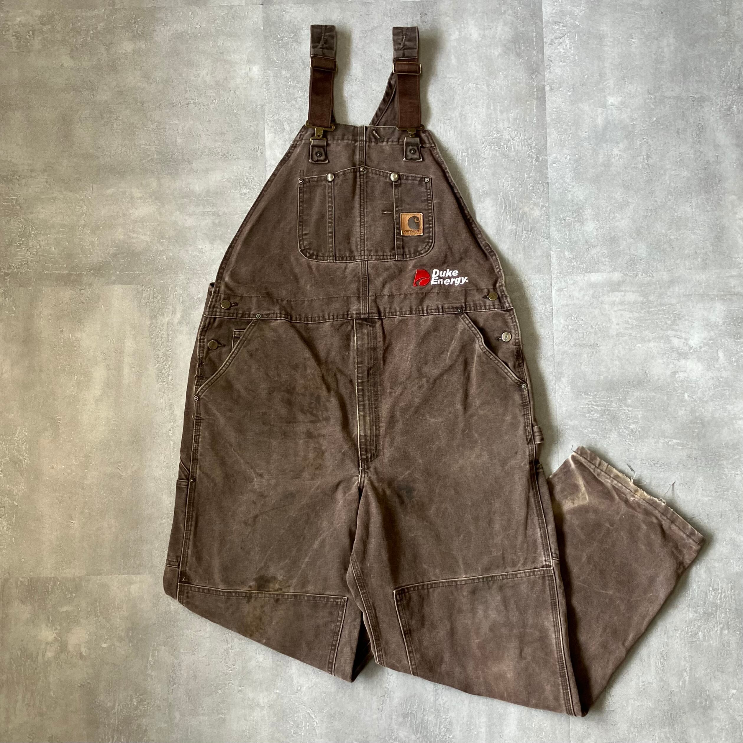《実寸w43l31》Carhartt カーハート オーバーオール ブラウン ダック No.3344