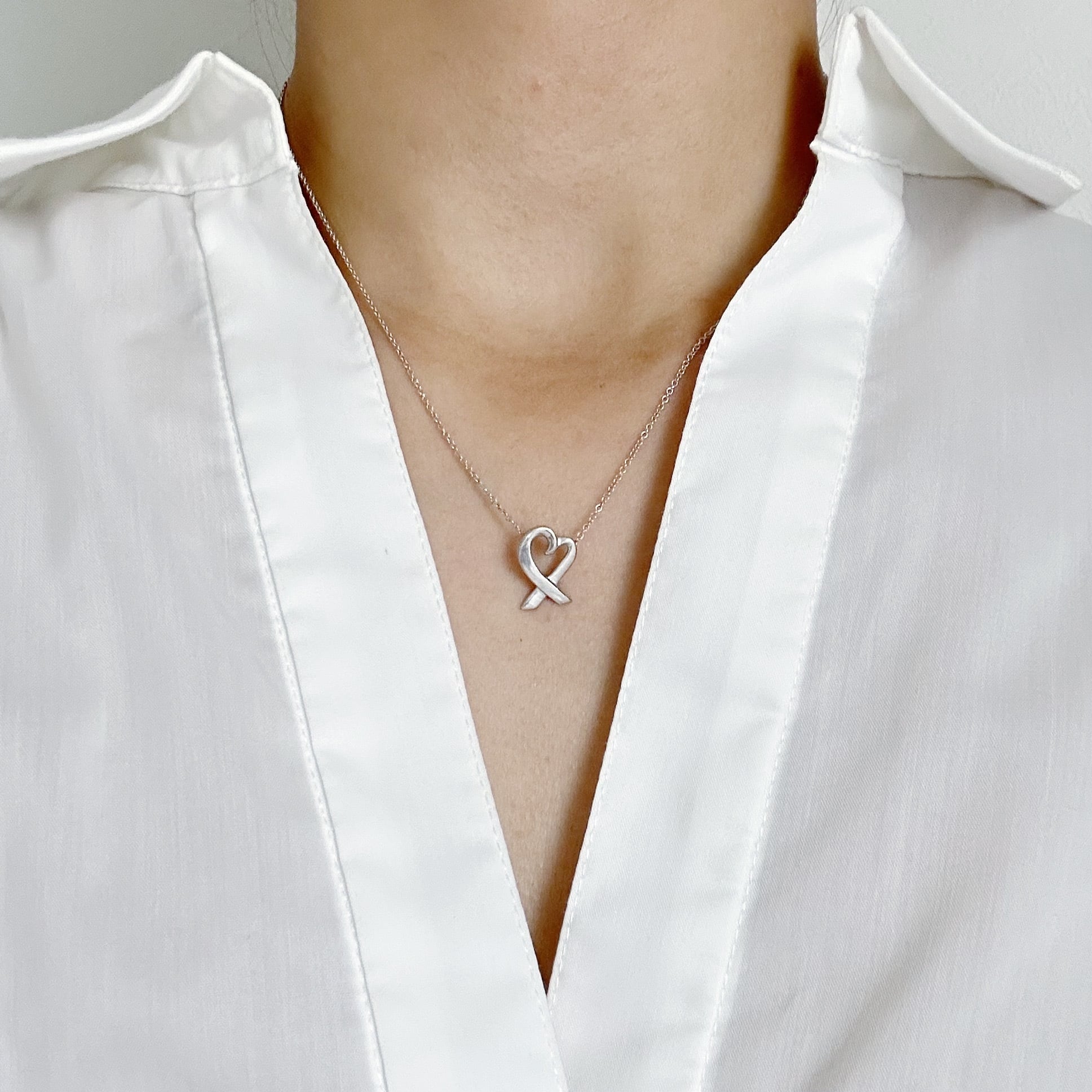 ティファニー K14 ロードクロサイト ハート チェーン ネックレス