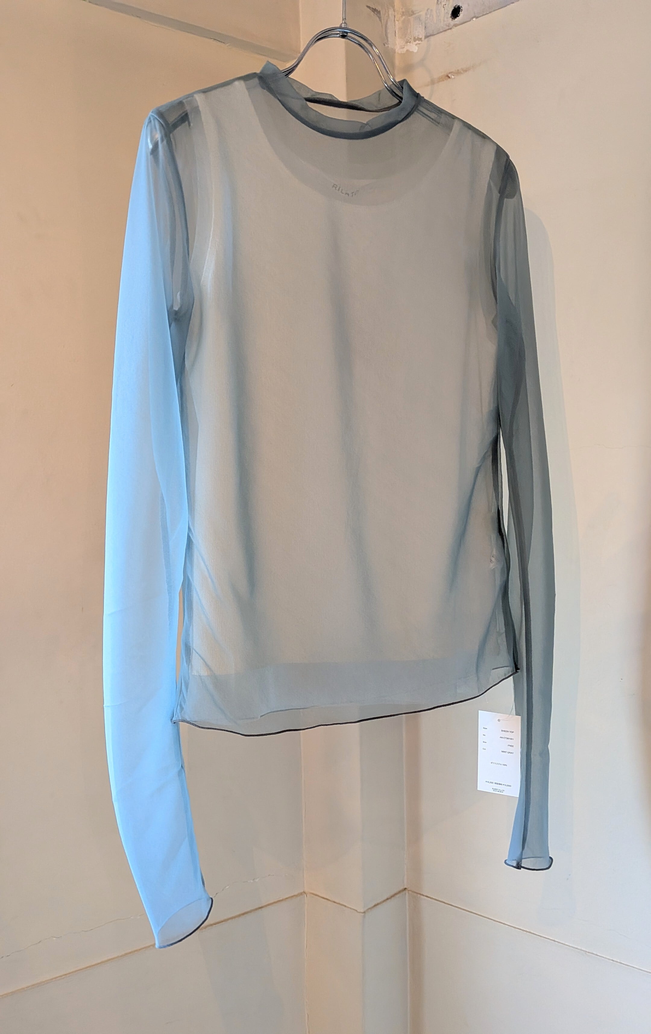 しろ　3点 まとめ商品 1 001 ]イチゼロゼロイチ / SHEER TOP / MINT GRAY | 服と雑貨ume 大阪