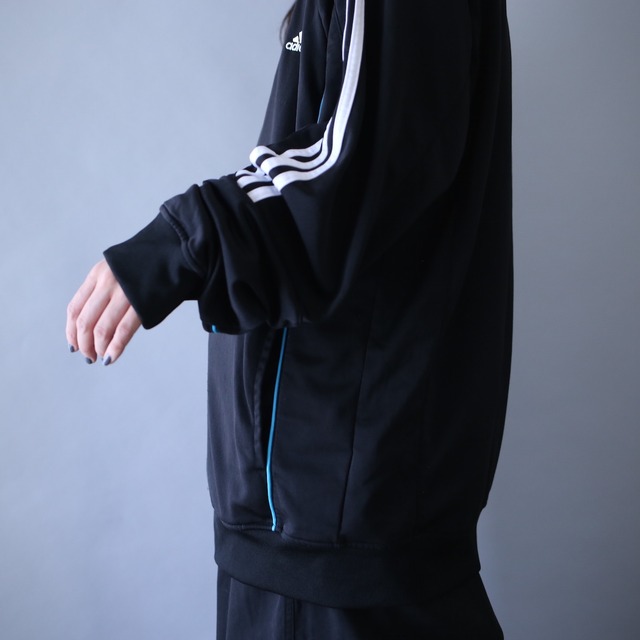 "adidas" black×white×blue good coloring track jacket