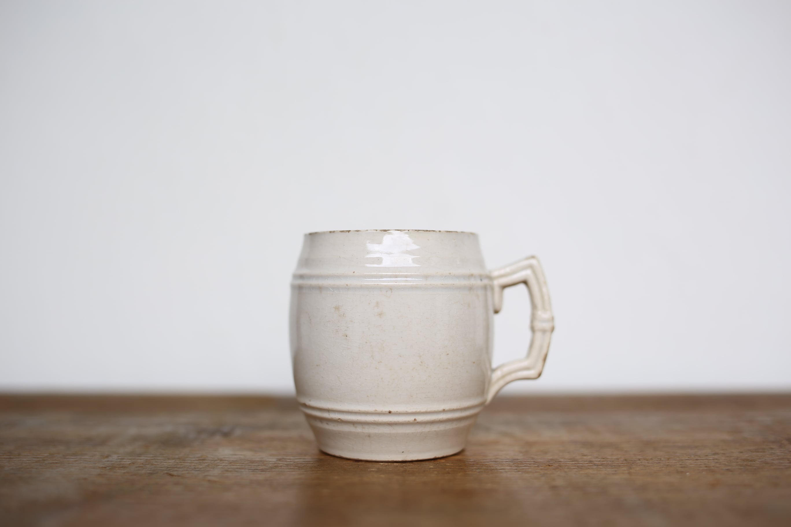 フランス アンティーク ヴィンテージ Digoin Sarreguemines サルグミンヌ 白無地 マスタードポット カップ型 N-01027