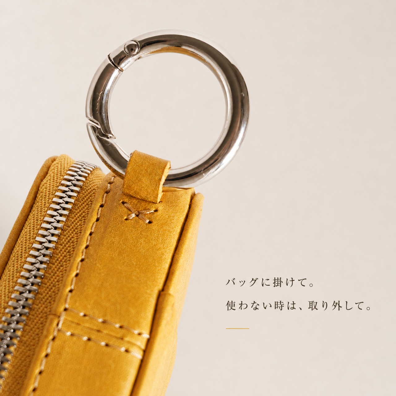 【本革】アクセサリーポーチ｜全3色（ブラック・イエーロ・カーキ・）｜de’syu｜プエブロレザー× コンパクト収納・画像9
