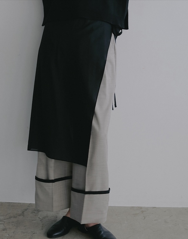 MANOF SKIRT LAYERED WIDE PANTS  BLACK