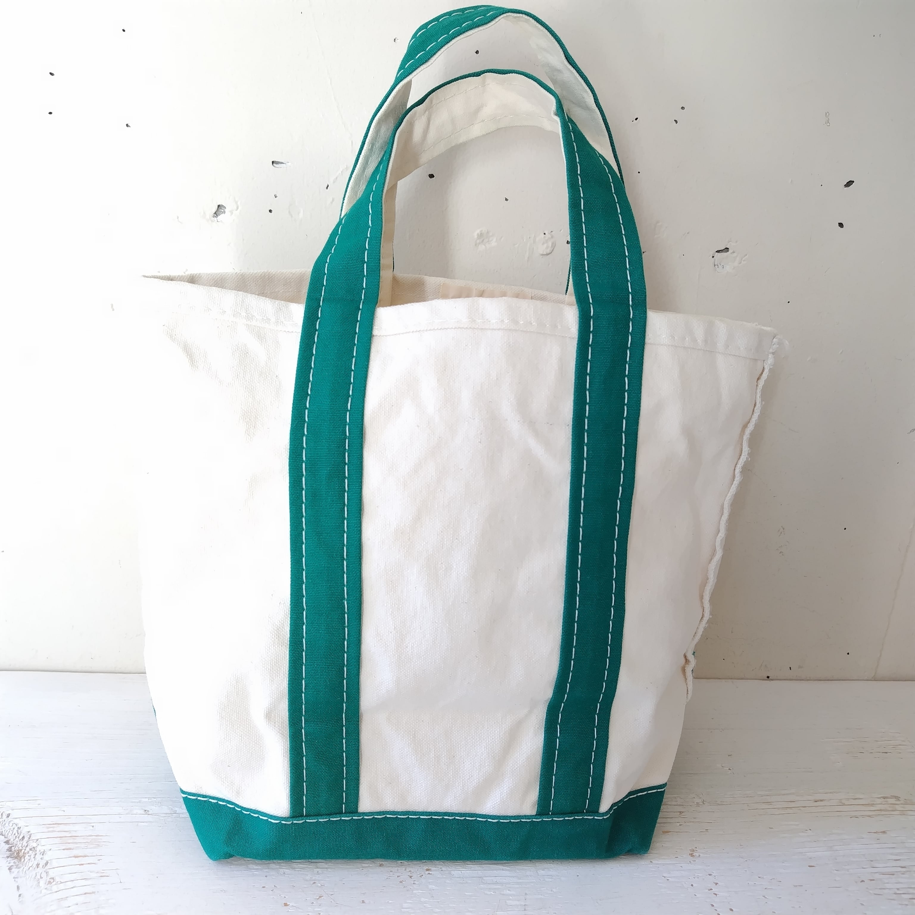 80s ツートンタグ L.L.Bean トートバッグ グリーンハンドル Sサイズ 