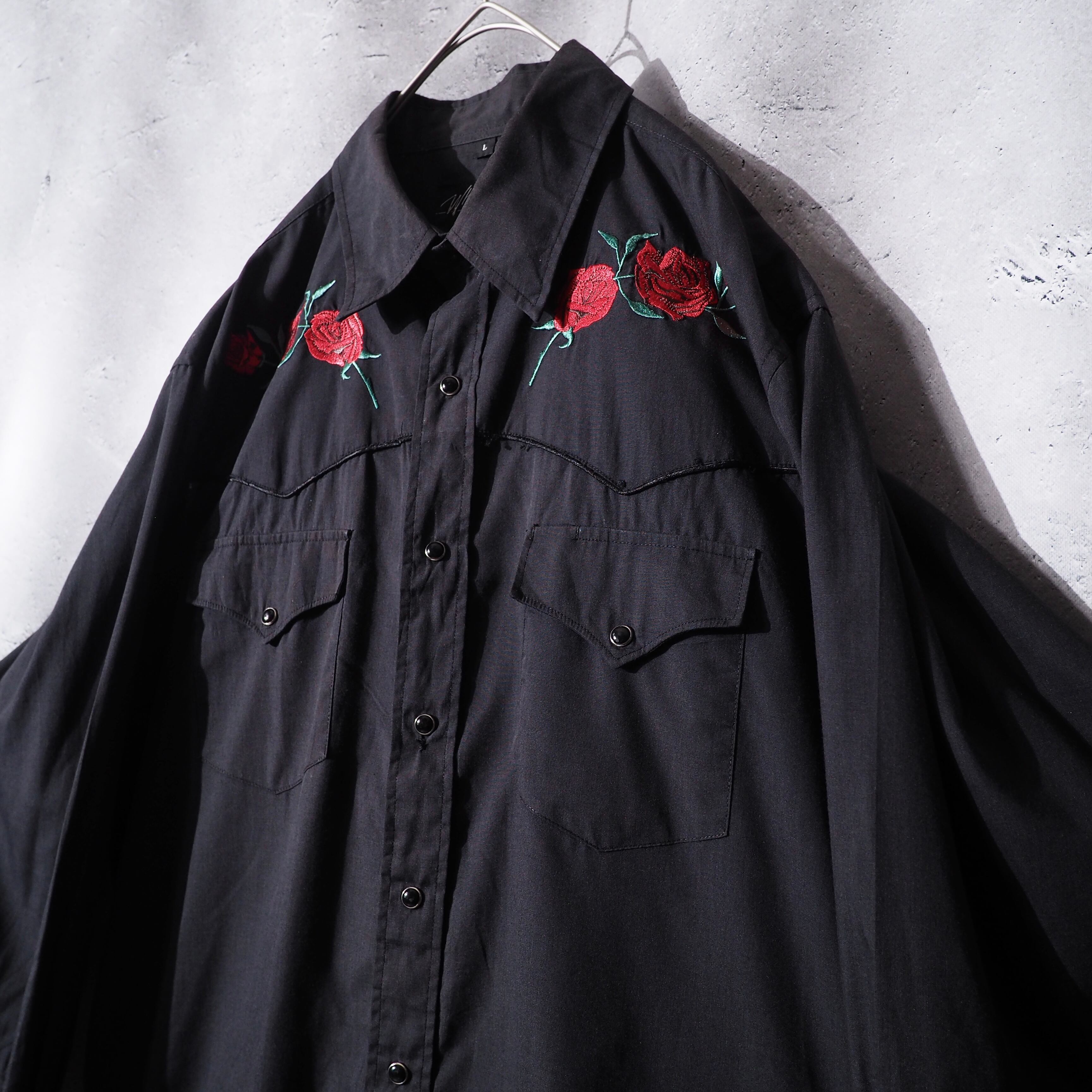 1990s Beautiful Flower embroidery vintage loose Western shirt