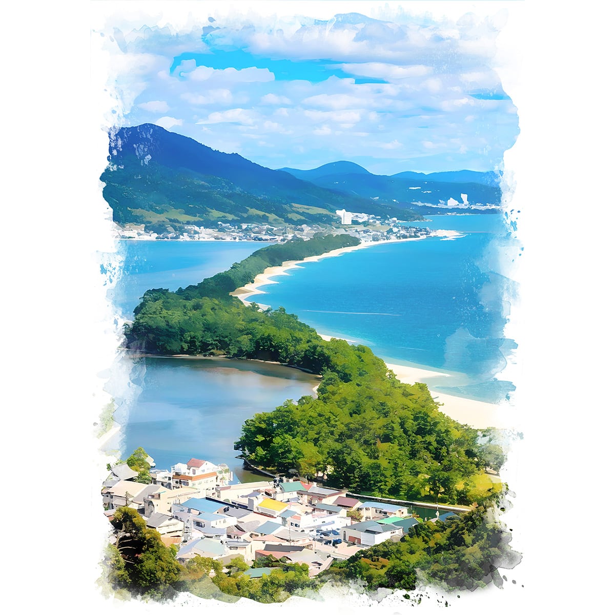 絵画(風景画) 日本 京都府 天橋立 インテリアアート額付き