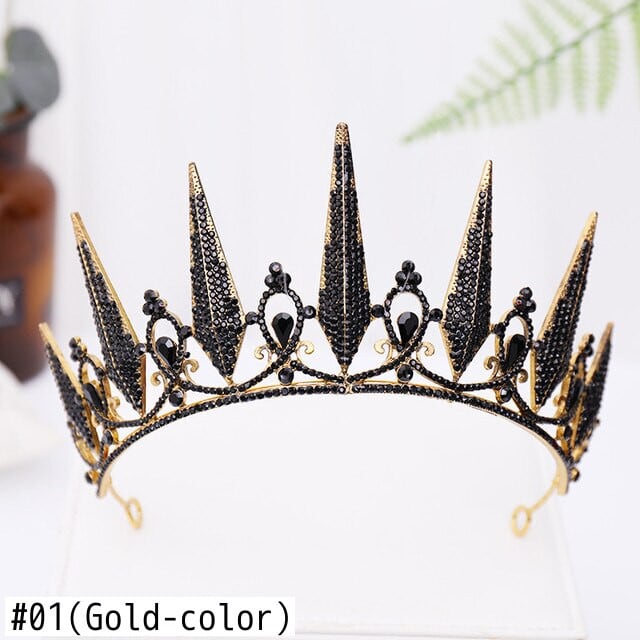 送料無料 バロック様式のヴィンテージレトロな黒ティアラ王冠ライン